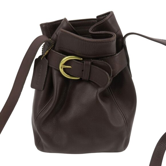 VTG Coach 4156 Soho Belted Bucket Pouch Bag Crossbody Brown Leather Brass Purse - Picture 1 of 13